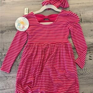 NWT Little Sleepies Pink Striped Dress Headband Sz 3t